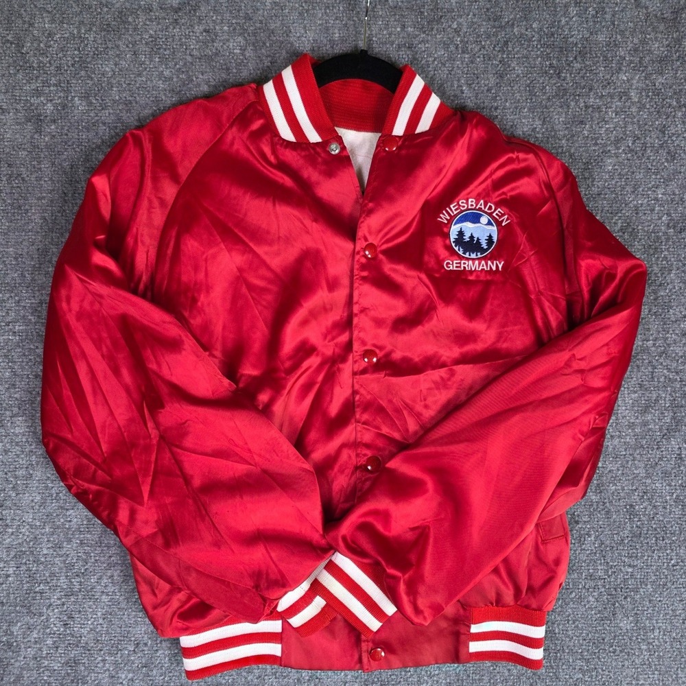 VTG 70s Artex Satin Bomber jacket Wiesbaden Germany Military Souvenir USA‎ Made